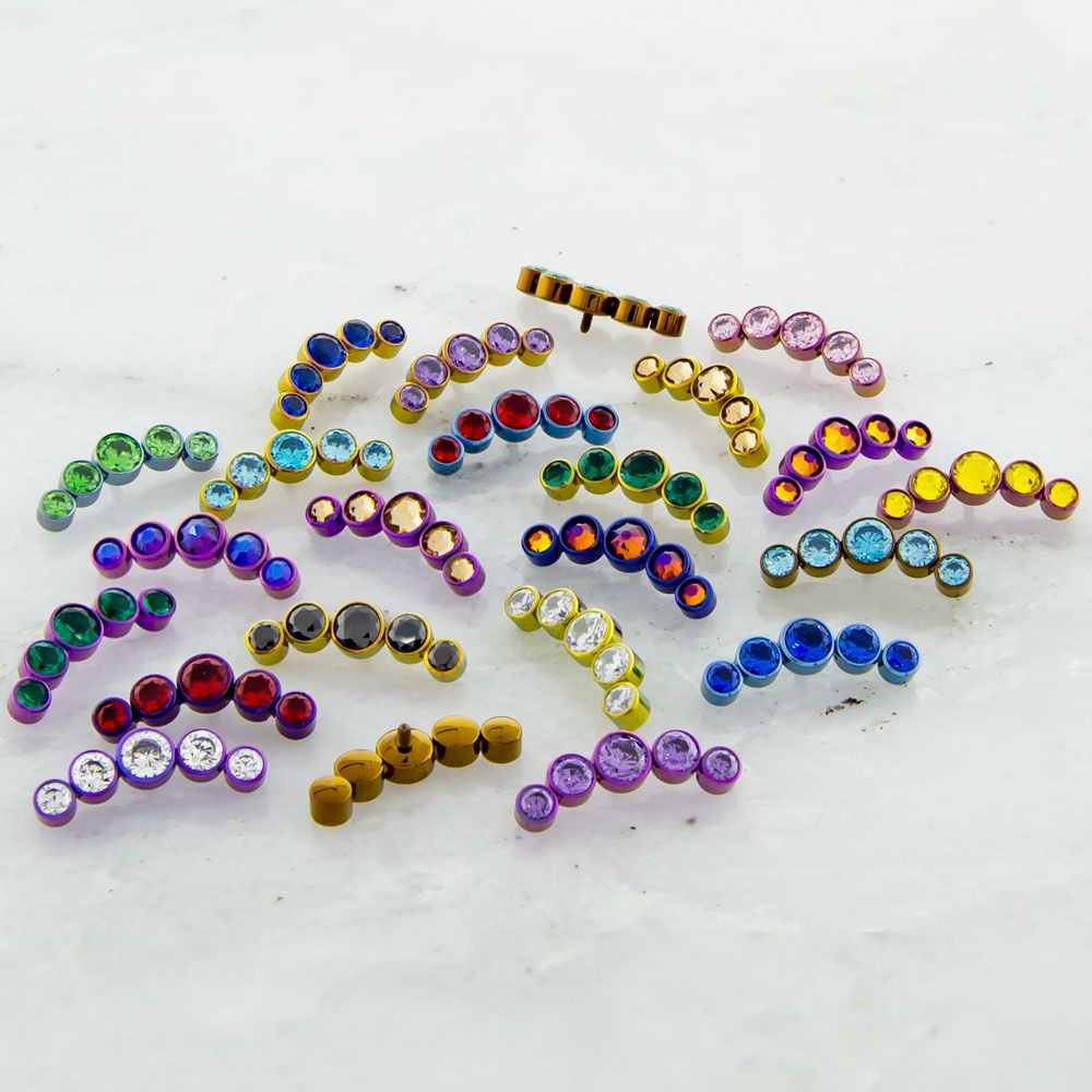 Titanium Internally Threaded Crescent Gem Tops - 16g & 18g